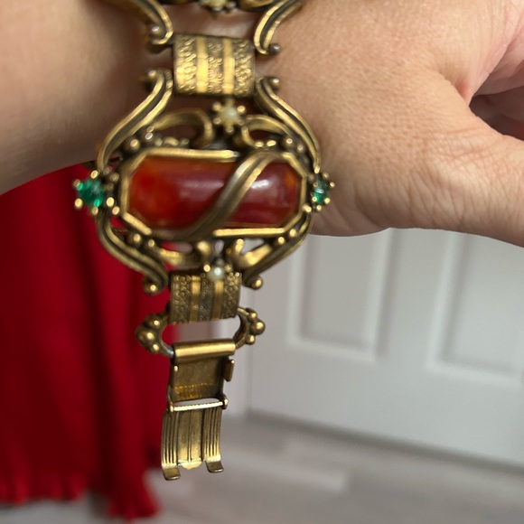EDWARDIAN SELRO Vintage bronze and orange Bracelet 7 inches 🧡 HOST PICK - Picture 3 of 8
